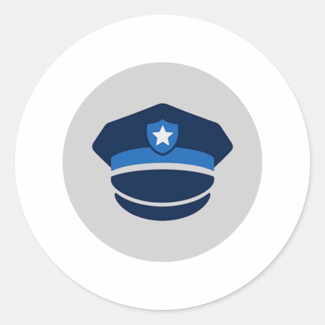 Redondo Adesivo de Boné de Oficial de Polícia (Frente)
