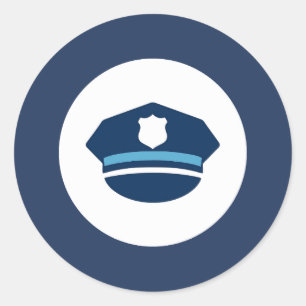 Redondo Adesivo de Boné de Oficial de Polícia
