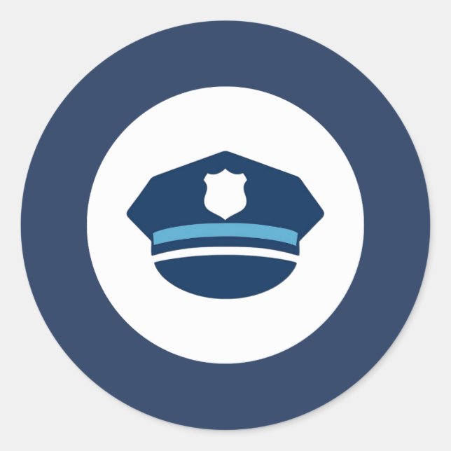 Redondo Adesivo de Boné de Oficial de Polícia (Frente)