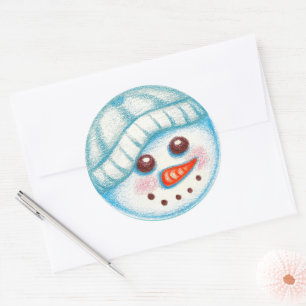 Redondo Adesivo de Boneco de Neve