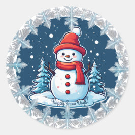Redondo Adesivo de Boneco de Neve Personalizável "Felizes