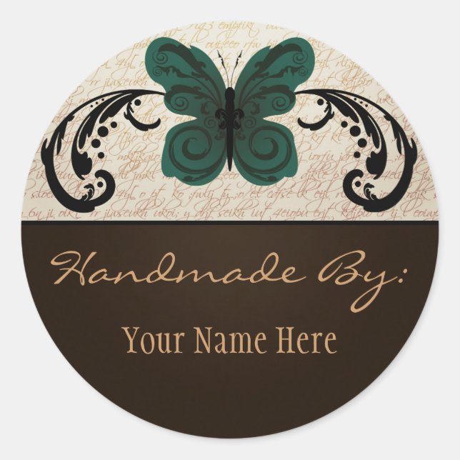 Redondo Adesivo de borboleta queimada (Frente)