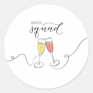 Redondo Adesivo de brinde de champanhe do Bride Squad