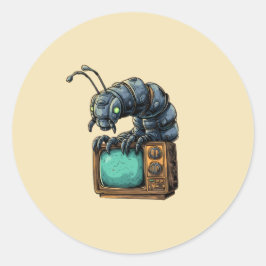 Redondo Adesivo de Bug de TV Retro de Ficção Científica