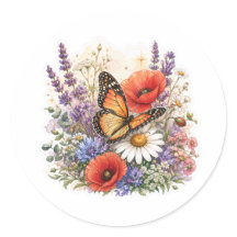 Adesivo de Buquê de Flores Silvestres em Aquarela