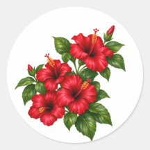 Adesivo de Buquê de Flores Tropicais Hibisco Verme