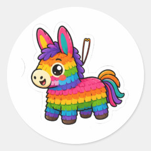 Redondo Adesivo de Burro Piñata Mexicano Fofo Kawaii Die
