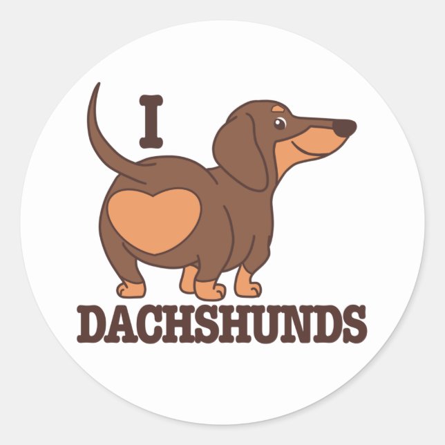 Redondo Adesivo de cachorro de amor Dachshund (Frente)