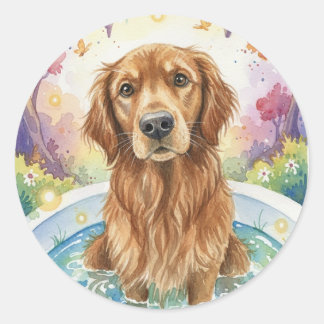 Redondo Adesivo de Cachorro Golden Retriever Fofo