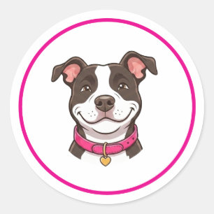 Redondo Adesivo de cachorro pitbull menina
