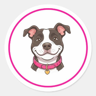 Redondo Adesivo de cachorro pitbull menina