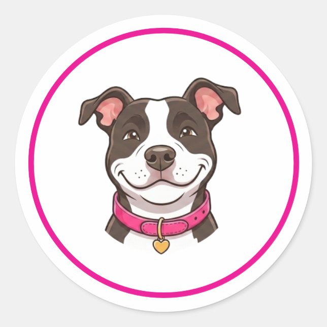 Redondo Adesivo de cachorro pitbull menina (Frente)