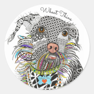 Redondo Adesivo de cães de mesa mista, de raça branca e 