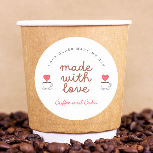 Redondo Adesivo de Café e Bolo Café Feito com amor