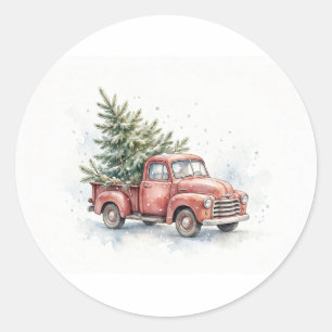 Redondo Adesivo de Caminhão de Natal Vintage em Aquarela