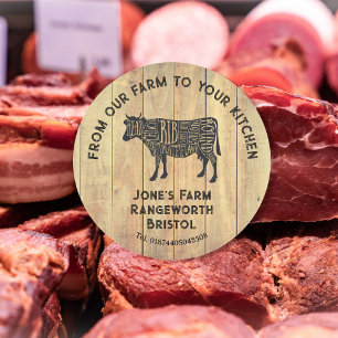 Redondo Adesivo de Carne de Bovino Fresca da Fazenda Eti