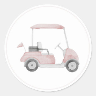 Redondo Adesivo de carrinho de golfe rosa
