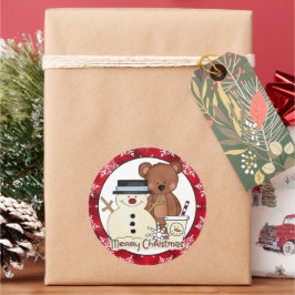 Redondo adesivo de cartoon do Natal Bear Holiday