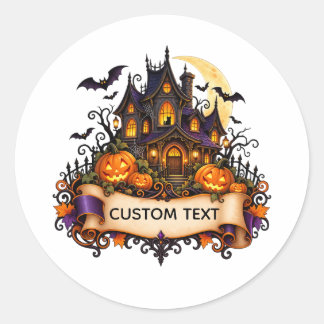 Redondo Adesivo de Casa Mágica de Halloween Personalizado
