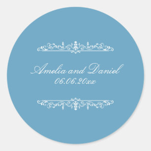 Redondo Adesivo de casamento azul no estilo Regency