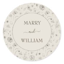 Adesivo de Casamento Botânico Minimalista Elegante