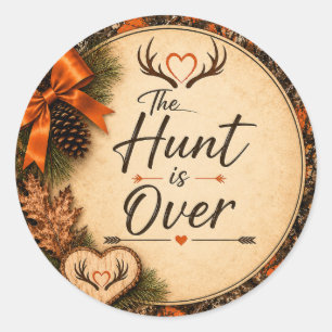 Redondo Adesivo de casamento Camuflagem Laranja The Hunt I
