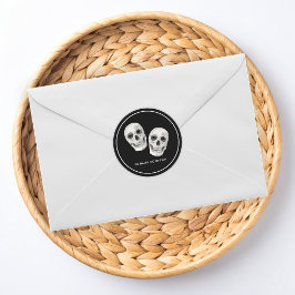 Redondo Adesivo de Casamento Caveira Gótica