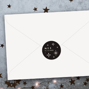Redondo Adesivo de Casamento Celestial Black Moon & Stars