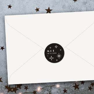 Redondo Adesivo de Casamento Celestial Black Moon & Stars