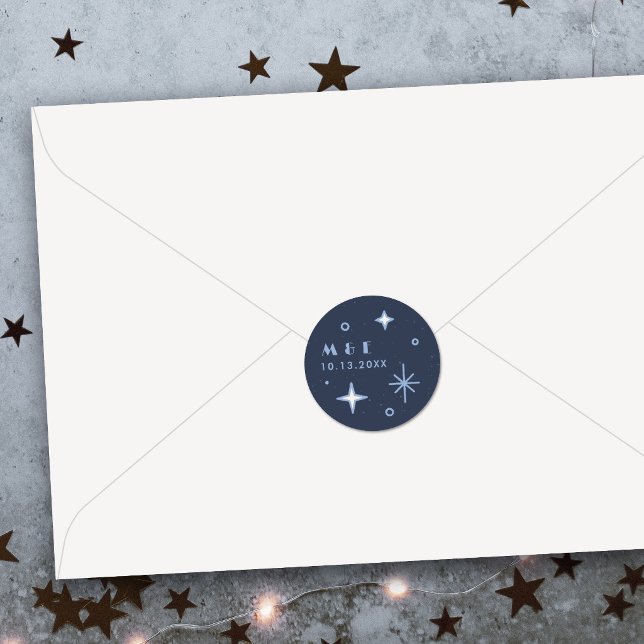 Redondo Adesivo de Casamento Celestial Lua e Estrelas (Criador carregado)