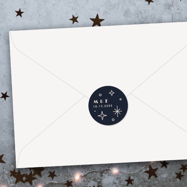Redondo Adesivo de Casamento Celestial Lua e Estrelas Mari (Criador carregado)