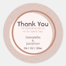 Adesivo de casamento com pontos e círculos bege