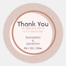 Redondo Adesivo de casamento com pontos e círculos bege
