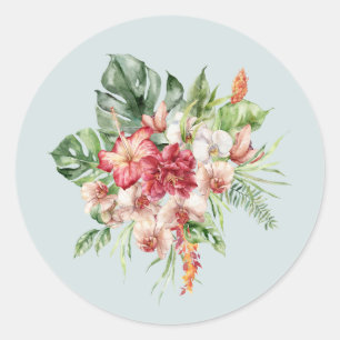 Redondo Adesivo de Casamento Coral Bouquet Elegância Tropi