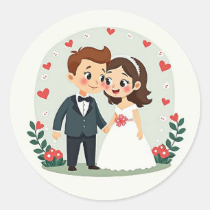 Redondo Adesivo de Casamento de Amor