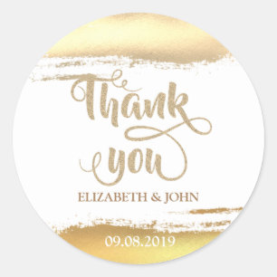 Redondo Adesivo de casamento Elegant Gold Brash Stroke