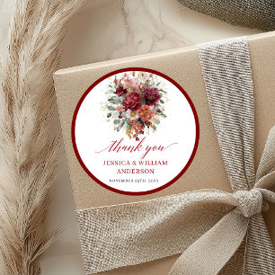 Redondo Adesivo de casamento floral burgundy Glam Fall