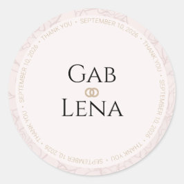 Redondo Adesivo de casamento floral Elegant Peony Blush