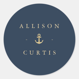 Redondo adesivo de casamento náutico moderno