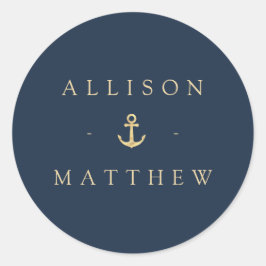 Redondo adesivo de casamento náutico moderno
