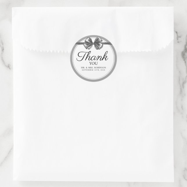 Redondo Adesivo de casamento obrigado. (Bolsa)