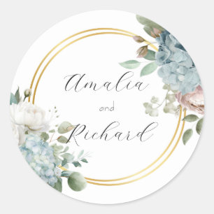 Redondo Adesivo de Casamento Personalizado Floral Elegante