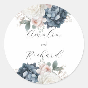Redondo Adesivo de Casamento Personalizado Floral Elegante