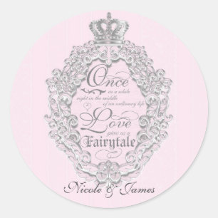 Redondo Adesivo de casamento rosa princesa vintage conto d