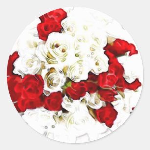 Redondo Adesivo de casamento Rosas Vermelhas e Brancas
