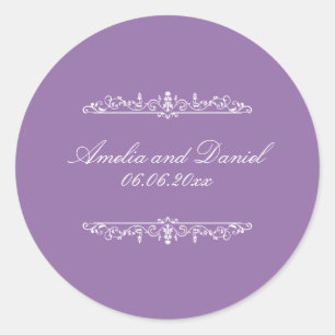 Redondo Adesivo de Casamento Roxo no Estilo Regência