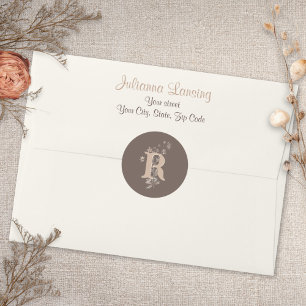 Redondo Adesivo de casamento Rustic Boho Neutro Flores Sil