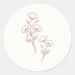 Redondo Adesivo de casamento Scarlet Poppy