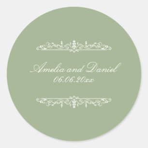 Redondo Adesivo de Casamento Verde no Estilo Regência