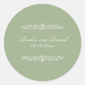 Redondo Adesivo de Casamento Verde no Estilo Regência